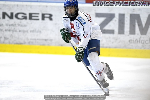 2016-10-15 Bolzano-Hockey Milano Rossoblu U16 0932 Matteo Quartuccio